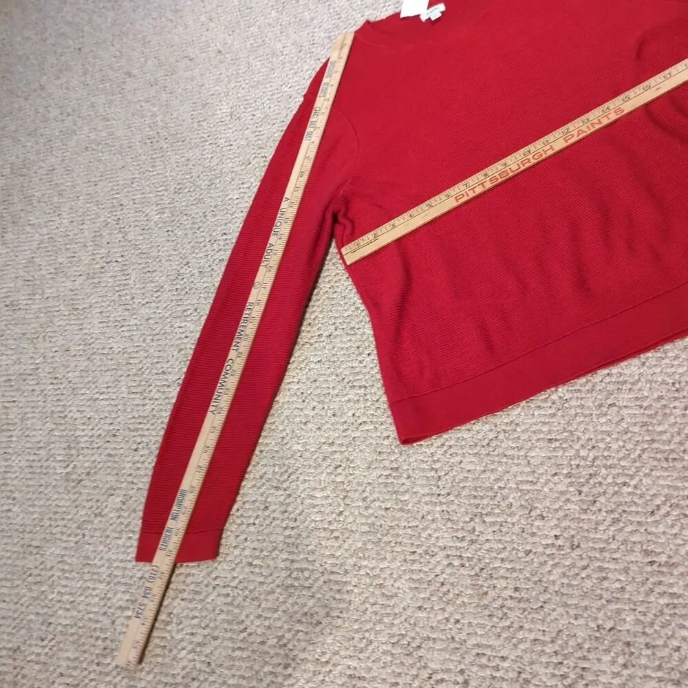 J.Crew Factory Scalloped Crew Neck Sweater Womens XXL Red Knit Preppy Academia